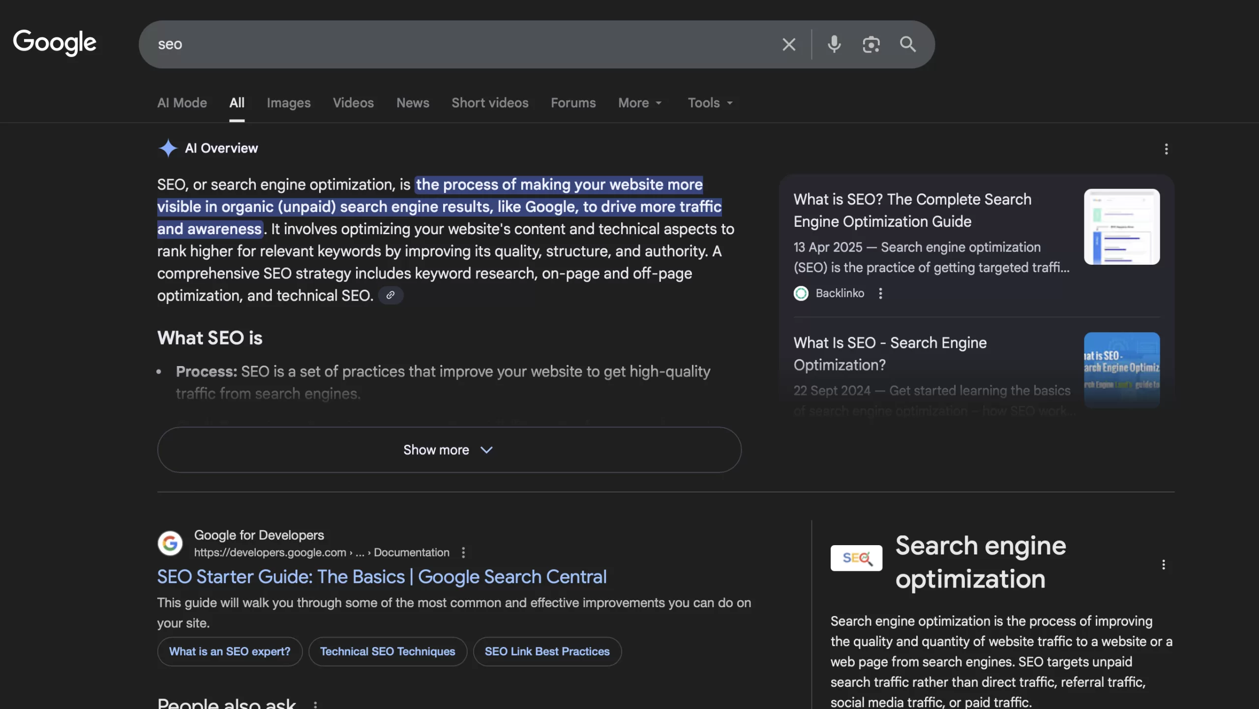 Screenshot van gemini AI resultaat ikv AEO